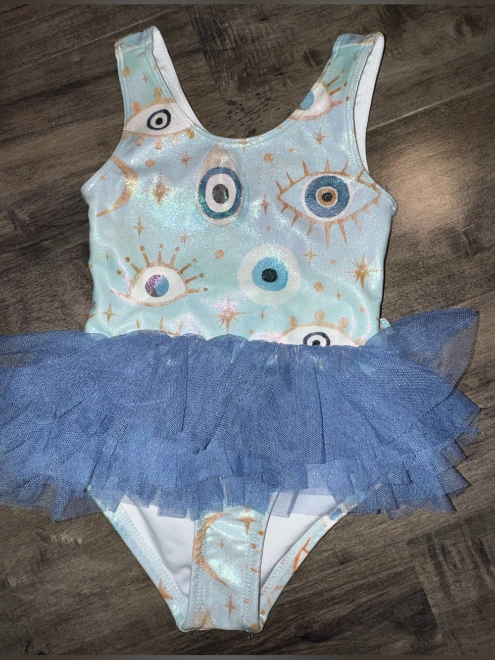 Posh Peanut Fiona Evil Eye Tutu Swimsuit 2T Mint Blue